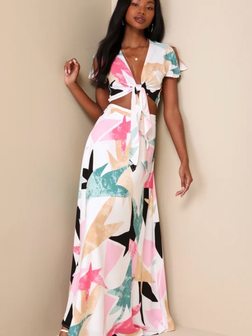 Lulus 2 Peice Dress Set Colorful Summer Resort Beach Party - Picture 10 of 13